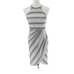 Bar III Womens Striped black and white Halter Dress S